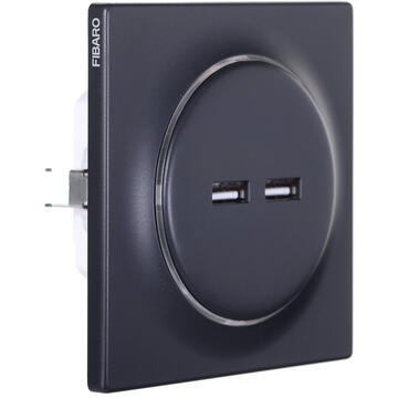 Fibaro FGWU-021-8 socket-outlet 2x USB Black