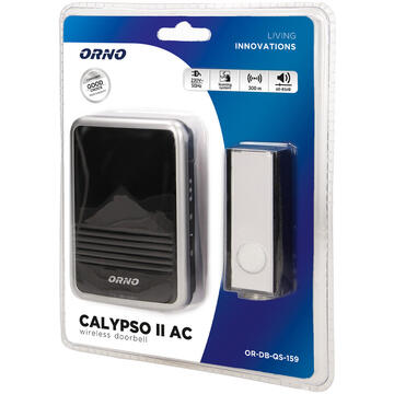 Orno Soneria wireless CALYPSO II DC, alimentată cu baterie, 36 de sunete, 300 m