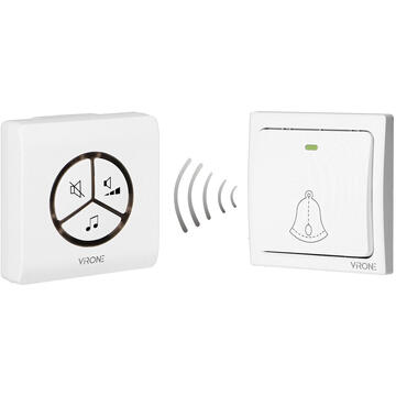 Orno Sonerie wireless WAYO AC, rețea, buton fără baterie, 25 de sunete, 80 m