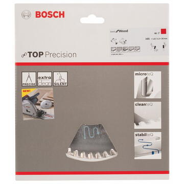 Bosch Panza fierastrau circular Professional Top Precision pentru lemn, 165 x 20 x 1.8 mm.