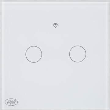 Intrerupator inteligent cu touch PNI SafeHome PT202L WiFi, 10A, control prin aplicatia Tuya Smart, compatibil cu Alexa si Google Assistant - Live Wire, fara nul