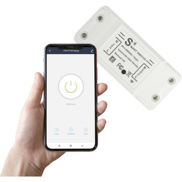 Releu inteligent PNI SafeHome PT09 Remote WiFi, 10A, comanda prin internet, aplicatie de mobil Tuya Smart, integrare in scenarii si automatizari smart cu alte produse compatibile Tuya, Alexa si Google Assistant