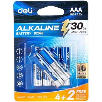 Deli Office Deli Alkaline batteries AAA LR03 4+2pcs