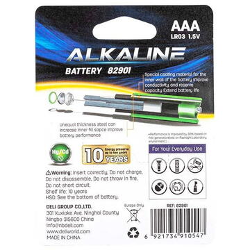 Deli Office Deli Alkaline batteries AAA LR03 4+2pcs