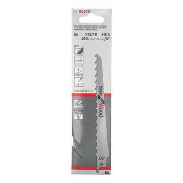 Bosch Professional 2608650677Bosch Professional Bosch 2608650677 sabre saw blade S 617 K,Basic for Wood,5-pack