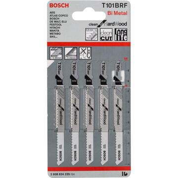 Bosch Set 5 panze ferastrau vertical T 101 BRF Clean for Hard Wood, 100mm