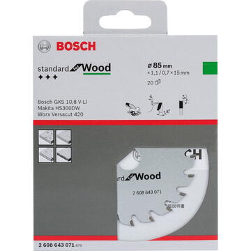 Bosch Panza de ferastrau circular Optiline Wood 85x15x1,1mm, 20