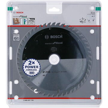 Bosch Powertools circular saw blade Standard for Wood, 216mm - 2608837726