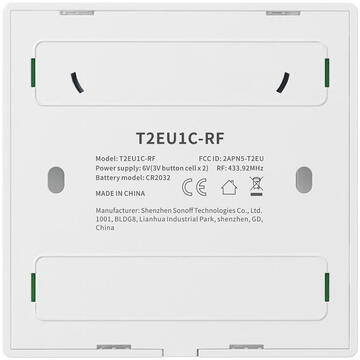 Sonoff wireless 433MHz smart wall switch T2EU2C-RF (2-channel)