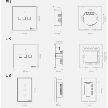 Touch light switch WiFi Sonoff T0 EU TX (2-gang)