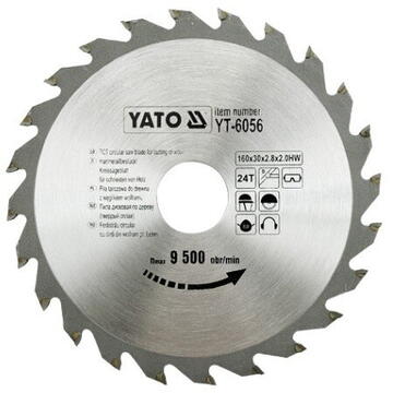 Yato Disc fierăstrău wolfram pentru lemn 160 x 24 mm YT-6056