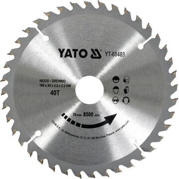 Yato Disc circular pentru lemn 190 x 30 x 3.2 mm 40 dinți YT-60489