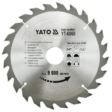 Yato Disc vidia pentru lemn 184 mm, YT-6060, 24 dinti