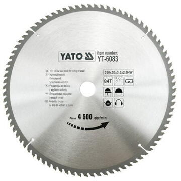 Yato Disc fierastrau circular pemtru lemn, 350 x 84 x 30 mm, YT-6083