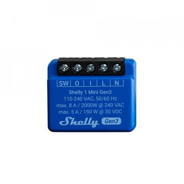 Shelly PLUS 1 Mini GEN3, comutator pentru relee inteligente WiFi cu un singur canal (8A)