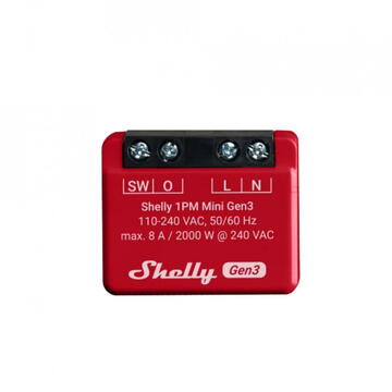 Shelly PLUS 1PM Mini GEN3, comutator pentru relee inteligente WiFi cu un singur canal, cu contor de putere (8A)