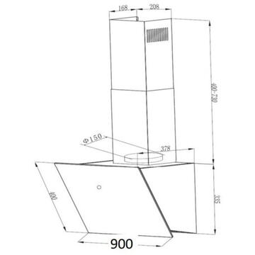 Hota Respekta de perete 510 m³/h 58dB 150 mm  CH 111090 WA++ extractor hood Alb