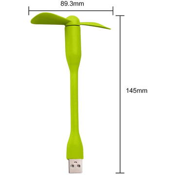 Ventilator USB Portabil, 5V - Techsuit (TUF1) - Green