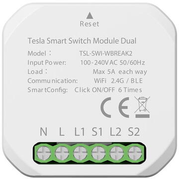 TESLA TSL-SWI-WBREAK2 Smart Switch Module Dual