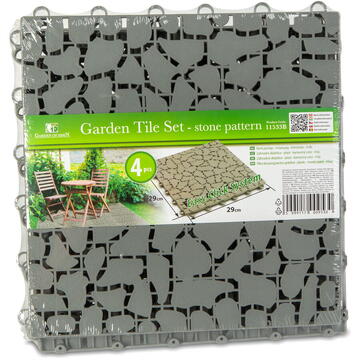 Garden of Eden Paviment pentru gradină - model piatră - plastic - 29 x 29 cm - gri - 4 buc/pachet