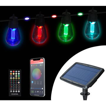 Șir de lumini solare inteligente - 84+15 LED-uri RGB - 14,5 m - bluetooth