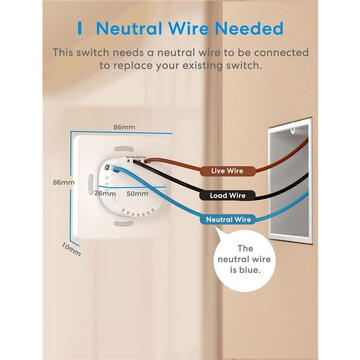 Meross Smart Wi-Fi Wall Switch 2 way Touch Button