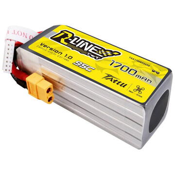 Tattu R-Line 22.2V 1700mAh 6S 95C Lipo Battery with XT60 Plug