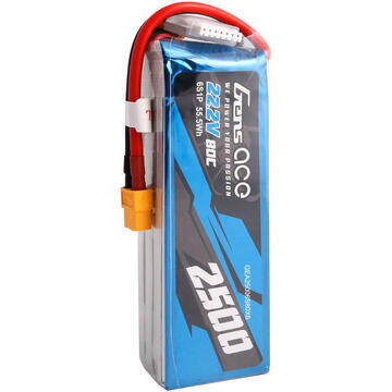 Gens ace 2500mAh 22.2V 80C 6S1P Lipo Battery Pack with XT60 plug