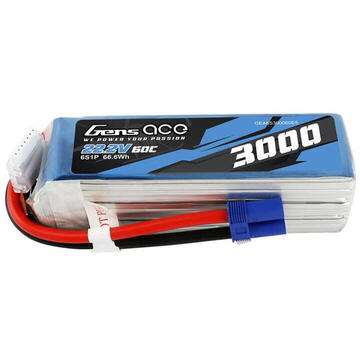 Gens ace 3000mAh 22.2V 60C 6S1P Lipo Battery Pack with EC5 plug