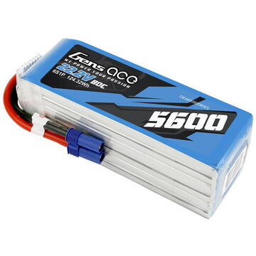 Gens ace 5600mAh 80C 22.2V 6S1P Lipo Battery Pack with EC5 plug