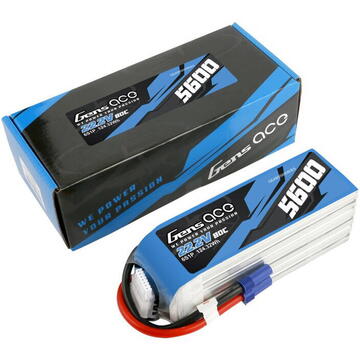 Gens ace 5600mAh 80C 22.2V 6S1P Lipo Battery Pack with EC5 plug