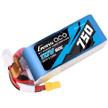 GENS ACE 750MAH 11.1V 60C 3S1P LIPO BATTERY PACK WITH XT30