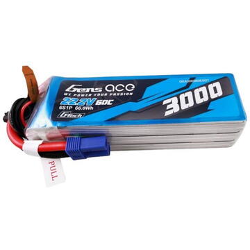 Gens ace G-Tech 3000mAh 22.2V 60C 6S1P Lipo Battery Pack with EC5 plug