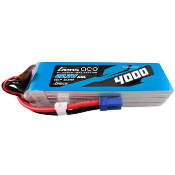 Gens ace G-Tech 4000mAh 22.2V 60C 6S1P Lipo Battery Pack with EC5 Plug