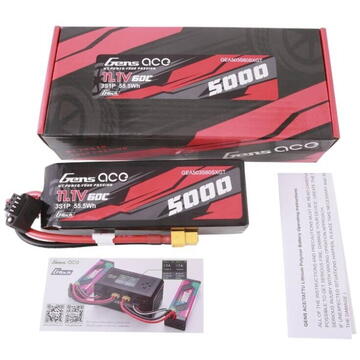 Gens ace G-Tech 5000mAh 11.1V 60C 3S1P Short-Size Lipo With XT60 Plug