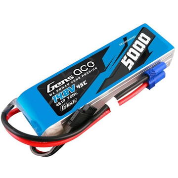 Gens ace G-Tech 5000mAh 14.8V 45C 4S1P Heli Lipo Battery with EC5 Plug