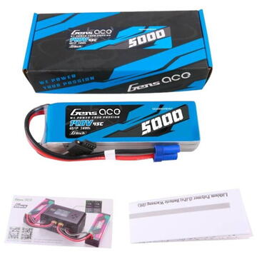 Gens ace G-Tech 5000mAh 14.8V 45C 4S1P Heli Lipo Battery with EC5 Plug