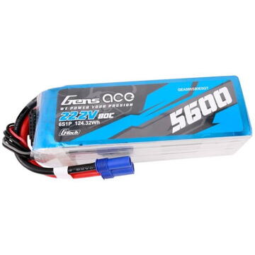 Gens ace G-Tech 5600mAh 80C 22.2V 6S1P Lipo Battery Pack with EC5 plug