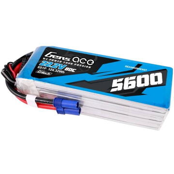 Gens ace G-Tech 5600mAh 80C 22.2V 6S1P Lipo Battery Pack with EC5 plug