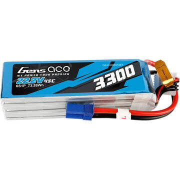 Gens ace 3300mAh 22.2V 45C 6S1P Lipo Battery Pack with EC5 Plug