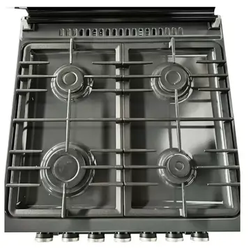 Pachet Studio Casa Aragaz Scala Graphite Grey 60 cm si hota clasica inox, 4 arzatoare gaz, Grill electric, Rotisor, Gratare fonta, Aprindere electrica, Clasa energetica A, Gri