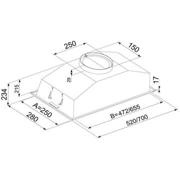 Hota Hota Incorporabila Tornado Modul 1200 (52) LED, 1 motor Turbo, latime 52 cm, absorbtie 1200 m3/ora, filtru anti-grasimi aluminiu 5 straturi, Negru