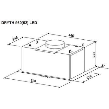 Hota Hota Incorporabila Tornado DRYTH 960 (52) LED, 1 motor Turbo, latime 52 cm, absorbtie 960 m3/ora, filtru anti-grasimi aluminiu 5 straturi, ALB