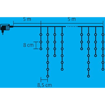 Somogyi Perdea de lumini LED, strălucitor, pt. exterior, 300 buc LED-uri albe (calde si cele reci clipesc)