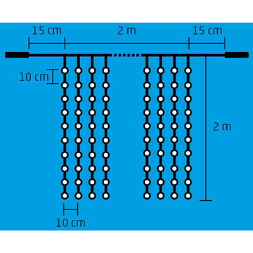 Somogyi Perdea de lumini cu LED-uri, cu legare în serie, 2x2 m, IP44