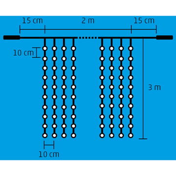 Somogyi Perdea de lumini cu LED-uri, cu legare în serie, 2x3 m, IP44