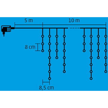 Somogyi Perdea de lumini cu LED-uri, tip sloi de gheaţă, strălucitor, 10 m, IP44, 230V