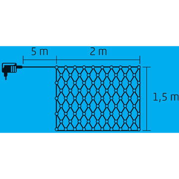 Somogyi Plasa de lumini LED, 160 LED alb cald, 2x1.5m, cablu verde, cablu de alimentare 5m, pt exterior