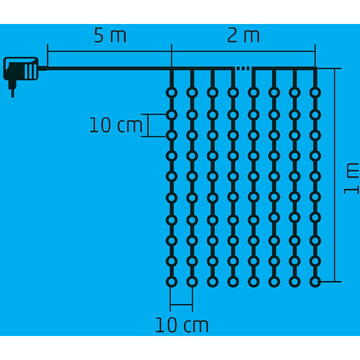 Somogyi Perdea de lumini cu LED-uri, pt. exterior, 2m x 1m, 21 ghrlande, 210 buc LED-uri alba rece