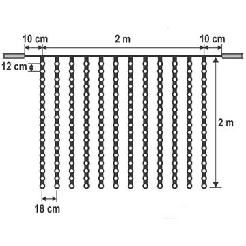 Somogyi Perdea de lumini, 204 LED, alb, pt exterior, cu legare in serie